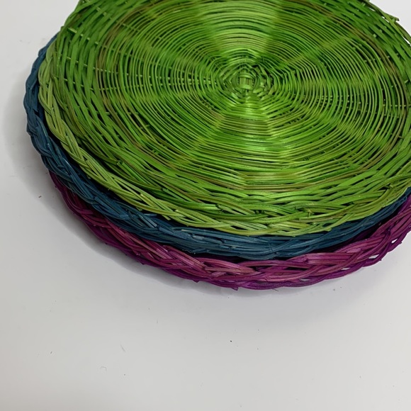 Boho Bundle | 6 Straw Discs Plates | 3 Color Decor | Table Kitchen Wall Decor - Picture 3 of 3